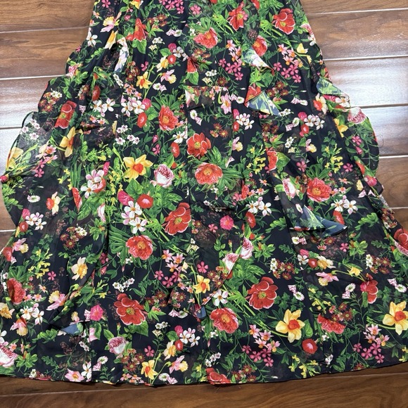 Betsy & Adam Womens Size 12 Floral Camille Sleeveless Ruffle Tie Neck Maxi Dress - Picture 10 of 14